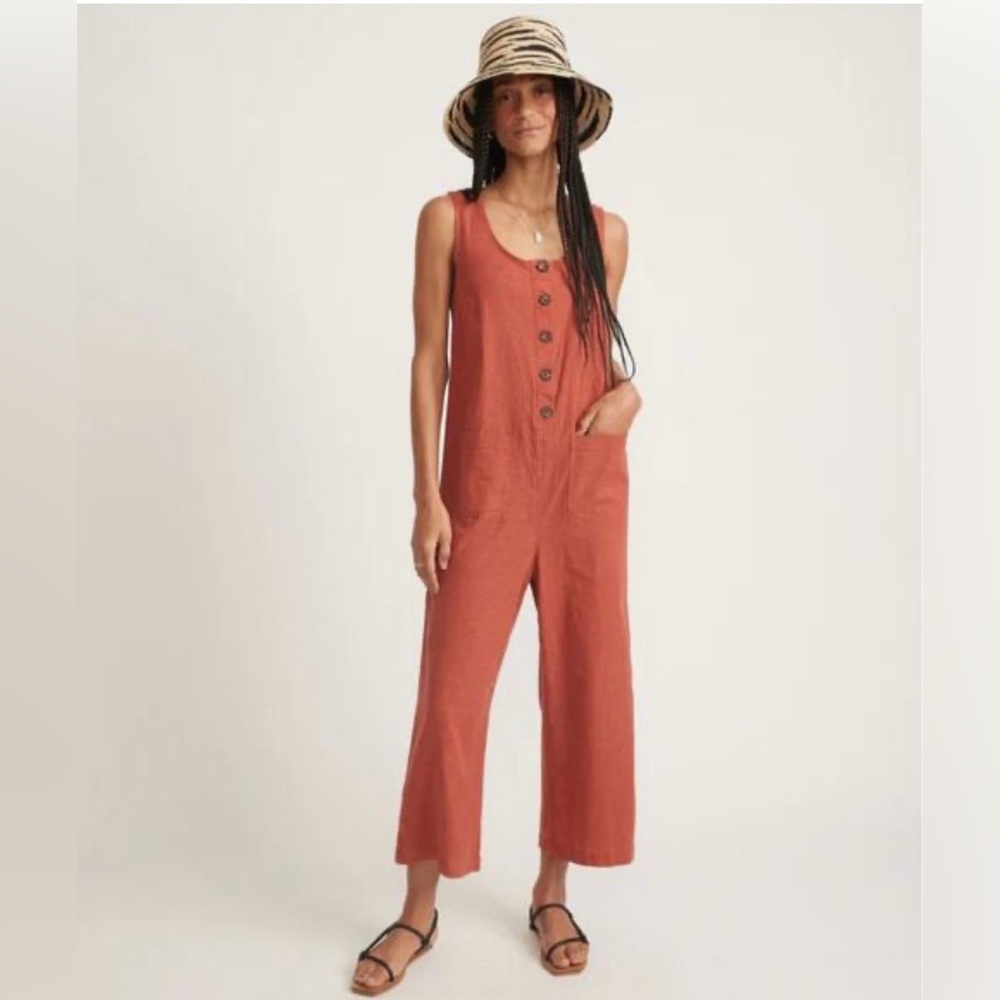 Marine Layer Terracotta Button-Front Jumpsuit - image 1